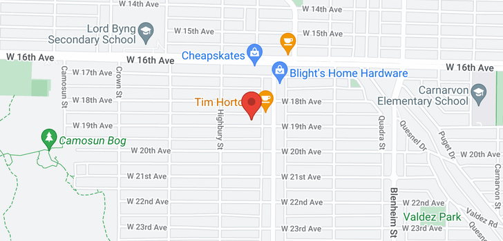 map of 3663 W 19TH AVENUE